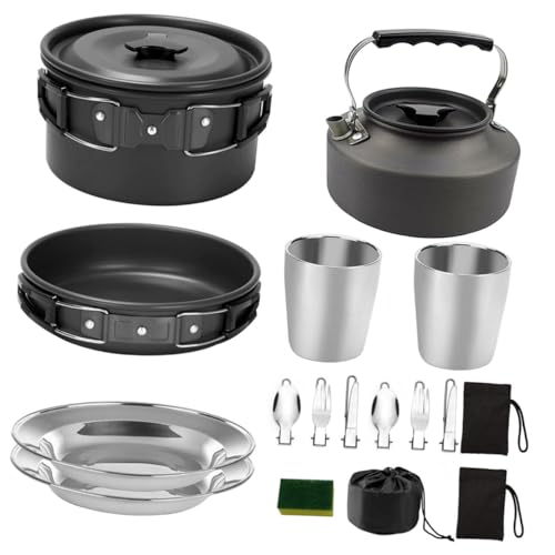 Batterie de cuisine de camping portable avec poignée en silicone pour pique-nique