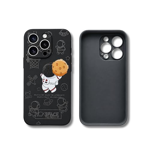 Image of Cosmic Silicone Astronaut Case for iPhone 15 Pro Max, Cute Soft Touch Designer Protective Cover, AstroShield Shockproof Defense with Matte Anti-Slip Grip | Astro Midnight