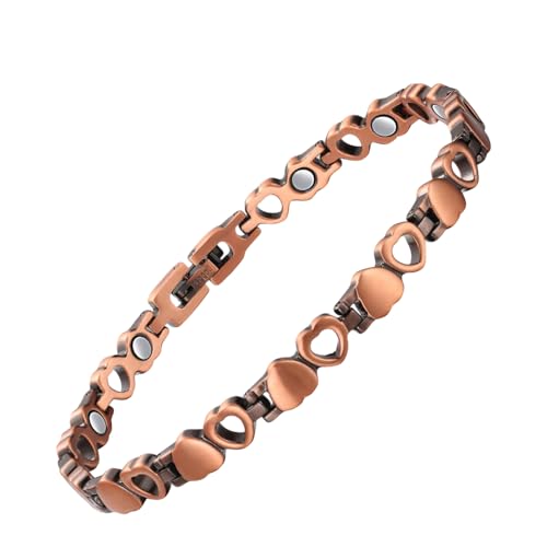 Bracelet en cuivre magnétique pour femme, bijou cœur haut de gamme