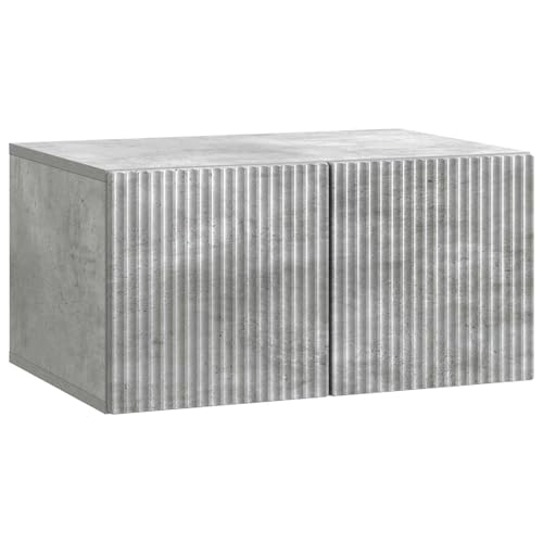 Gecheer Meuble TV Mural en Bois d'ingénierie - Design Moderne, Grand Espace de Rangement, Gris béton - 59,5 x 41 x 30 cm
