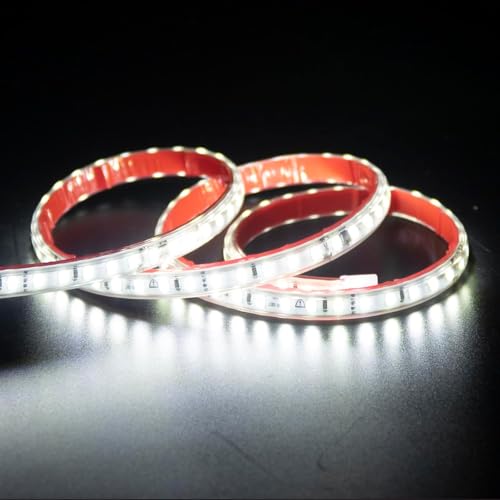 Image of 6.56ft Waterproof LED Light Strips 110 Volt Cuttable Tape Lights | 120 LEDs /M Cold White 6000K Flexible LED Rope Lights IP67 Adhesive Strip Lights for Kitchen Cabinets Closet DIY Lighting