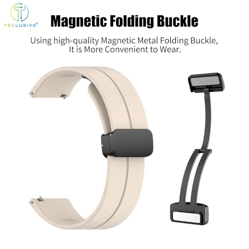 Image of T TECLUSIVE Premium Silicone Strap Band with Magnetic Lock 22mm Compatible for Galaxy Watch 3 45mm / Watch 46mm | S3 Frontier | Amazfit Stratos GTR | Fossil Gen 5 6 | Adjustable Silicon Band