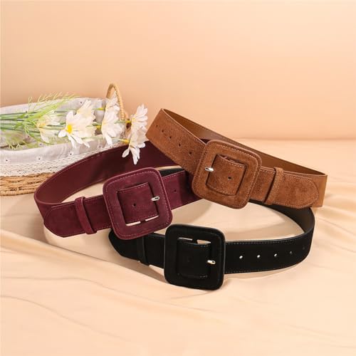 Fashion 4.8cm Width Women's Belt Cowhide Suede Stitched Self-Covered Buckle Belt Suitable For Coat Decoration2