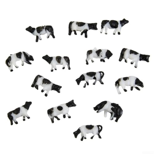 30 Pcs 1:150 N Scale Plastic Cows, Painted Farm Animal Figures for Model Train Scenes and Outdoor Landscape Displays
