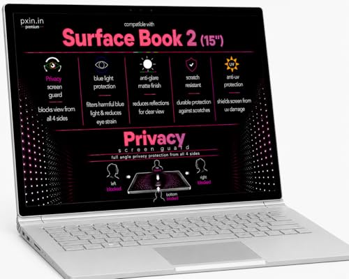 Image of Pxin 360 Pro Privacy Screen guard compatible with Surface Book 2 (15 inch) | Anti Glare | Anti UV | Anti Blue | Anti Reflection | Privacy Filter | Unbreakable Build