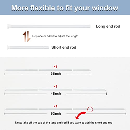 Decorative Curtain Rods For Windows 28 To 48 Inch - 5/8" Heavy Duty Small Curtain Rods 2 Pack,Rustic Cafe Drapery Rods With Brackets - Matte White #TOP4