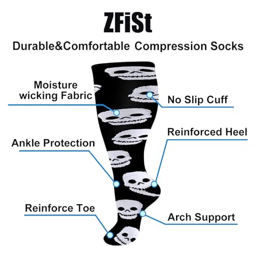 Image of ZFiSt Plus Size Compression Socks Wide Calf for Women Men,Sport Compression Stocking Nurse Socks