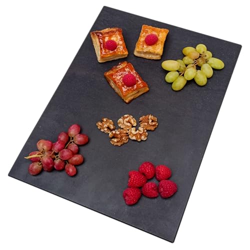 LOANE - Planche à découper multifonction - Planche à découper en Grès cérame, résistante à la chaleur et aux rayures, idéale pour hacher, servir et présenter les aliments (Ónix)