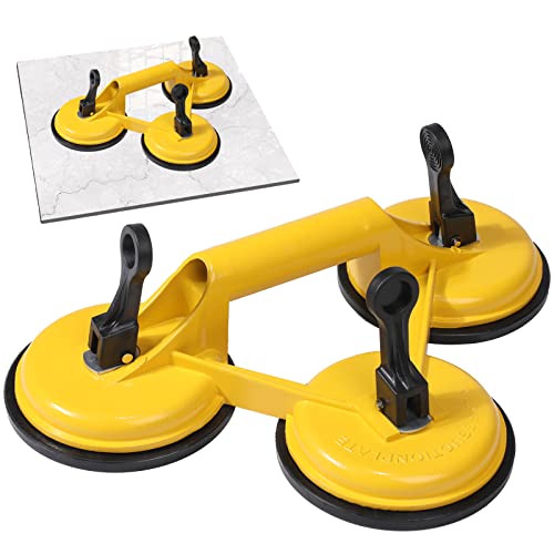 Kweetle Upgraded Glass Suction Cup Aluminum Puller Tile Suction Cup Lifter Floor Suction Cup Floor Gap Fixer For Lifting And Moving Glass, Floor, Window, Tile, Granite, Doors (Three-Jaw) #TOP17