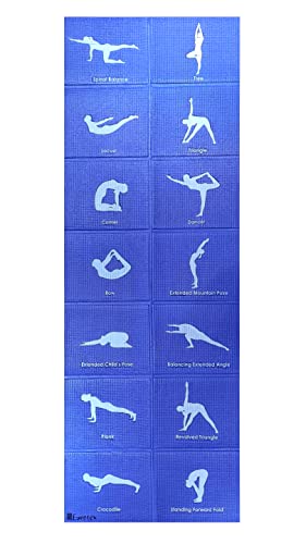 Eurotex Travel Yoga Mat Non Slip Foldable Portable Gym Mat Fitness Training Pilates Exercise Mat Workout for Women Men with Carry Bag | Yoga Mat With Pictures of Asanas (Blue) (B09DGM7CJN) Amazon Price History, Amazon Price Tracker
