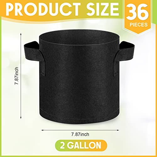 Image of Nuanchu 36 Packs 2 Gallon Grow Bags Bulk Aeration Fabric Pot with Handles