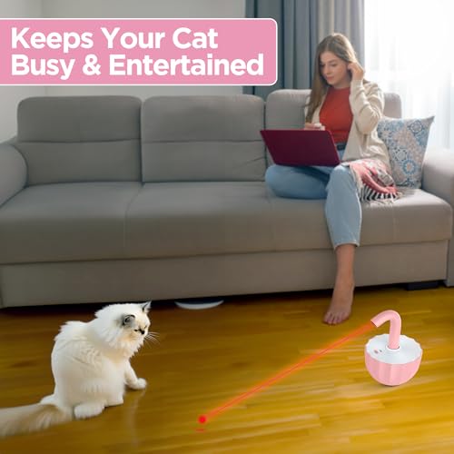Laserpaws© Interaktives Katzenspielzeug - Katzenspielzeug Elektrisch mit Laserpointer Katze | Katzenspielzeug Selbstbeschäftigung | Katzen Spielzeug und Katzenlaufrad | Cat Toys (rosa)