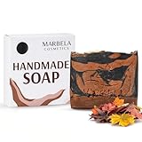 Marbela Cosmetics Pumpkin Spice Handmade Soap Bar - Made in USA, Vegan Friendly, Palm Oil Free, Natural Bar Soap - Gentle Face & Body Soap for Daily Skin Care, Moisturizing & Nourishing - 3.5 oz