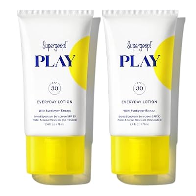 Supergoop! PLAY Everyday SPF 30 Lotion - 2.4 oz, Pack of 2 - Broad Spectrum Body & Face Sunscreen - Water & Sweat Resistant - Great for Active Days