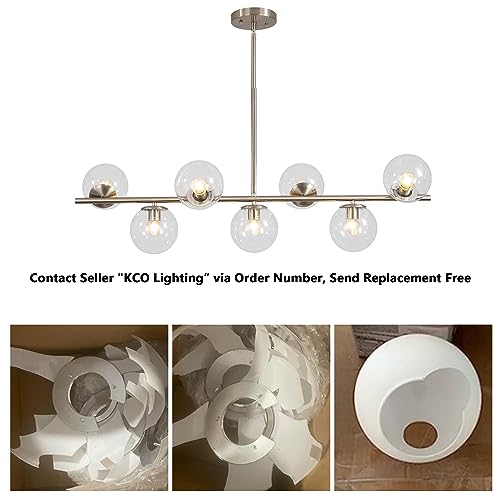 Image of KCO Mid Century Modern 7-Light Brushed Nickel Linear Sputnik Chandelier