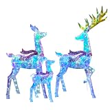 BCLGSHINE 5.7ft Prismatic Christmas Reindeer Family Set - 3pcs 3D Christmas Decorations Outdoor Deer with 300 LEDs, Stakes, Waterproof for Front Yard, Porch, Lawn and Holiday Displays -Iridescent