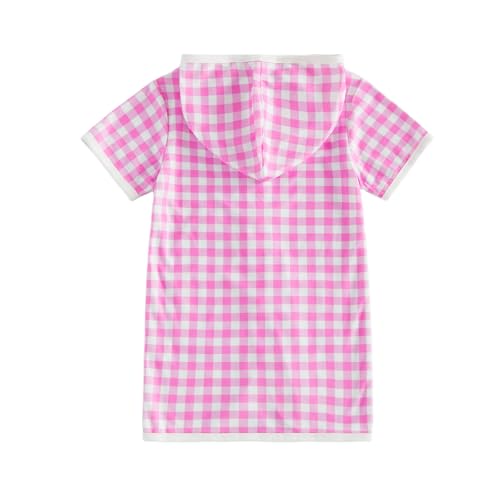 Image of Girls Boys Hooded Terry Coverups One Piece Swimsuits Summer Striped Trim Zip Up Short Sleeve Swim Cover Up Beachwear