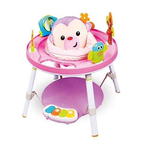 Baby Bouncers and Jumpers, Baby Walkers for Girls/Boys, Bounce Round Entertainer, Sit-to-Stand Activity Center, 3-in-1 Activity Walker and Rocker with Jumping Board and Feeding Tray (Little Monkey)