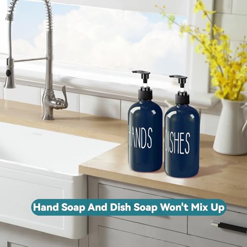 Image of COHOSEGE Glass Soap Dispenser Set 2 Pack,16 Oz Dish Soap Dispenser for Kitchen Sink,Blue Kitchen Accessories and Kitchen Decor,Blue Decorations and Kitchen Utensils for Kitchen