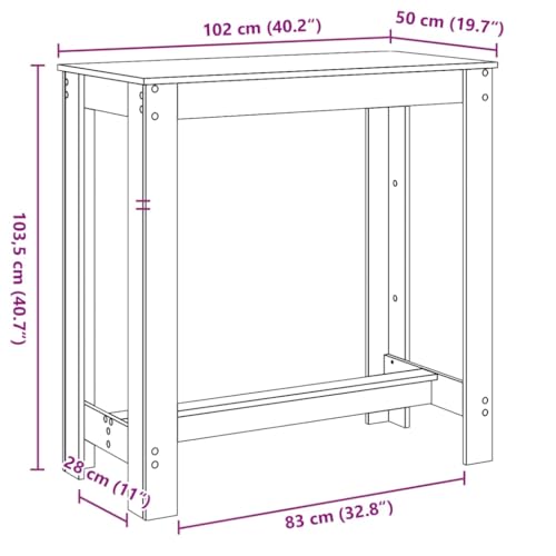 Mesa de bar moderna ahorra espacio de 102x50cm para comedor y piso 4