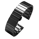 ERAKAFZTTK Cinturino for Orologio in Acciaio Inossidabile Massiccio a sgancio rapido da 18 mm, 20 mm, 22 mm for Huawei B5 B3 for Gear S2 S3 Fit for Pulsante a Farfalla(Black,20mm)