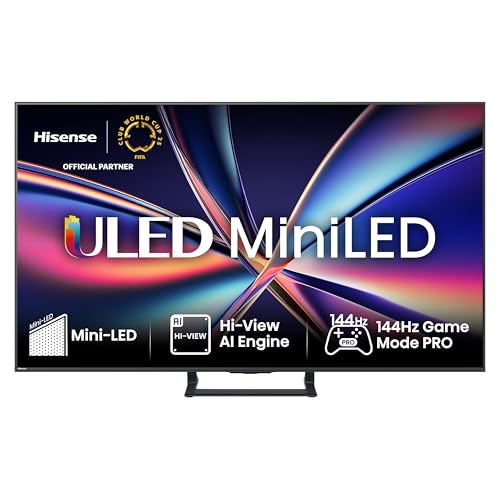 Hisense TV 65' Mini-LED 144Hz 4K 2025 65E8Q, Smart TV VIDAA U8, Dolby Vision IQ, HDR 10+ Adaptive, 144Hz Game Mode PRO, Dolby Atmos 2.1 con Subwoofer, Alexa Built-in, VIDAA Voice, lativù 4K, 65''