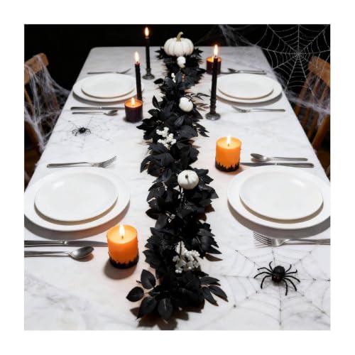 Guirlande d'Halloween artificielle noire avec lumières led pour déco intérieure