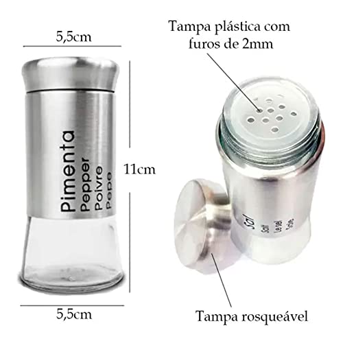 Kit Saleiro Pimenteiro em Aço Inox 2 peças