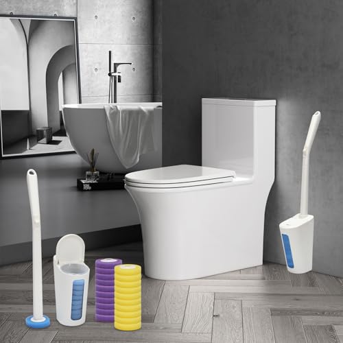 Image of Disposable Toilet Bowl Cleaning Brush with 30 PCS Refills,Wall Mounted,Bathroom Cleaning System Kit with Toilet Handle Storage Caddy (1Wand+30Refills +1Caddy),for Bathroom Cleaning