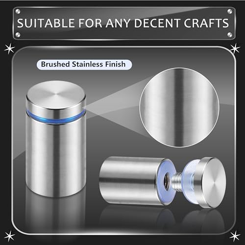 Image of Pelopy 24 Pcs Silver Sign Standoff Screws Advertising Screws Stainless Steel Wall Standoff Mounts Glass Acrylic Nail (1 x 1-5 /8 Inch)
