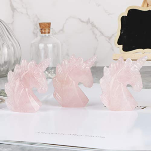 Artistone 2 Inch Rose Quartz Crystal Unicorn Stone Statue Ornament Hand-Carved Healing Crystal Gem Unicorn Figurine Aura Animal Horse Sculpture Desk Decoration Gift Box thumb #2