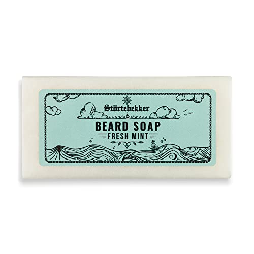 Störtebekker® Premium Bartseife Fresh Mint 80g - Festes Shampoo für die tägliche Bartpflege - Handgefertigte Seife für ergiebigen Schaum - Vegane Bartseife Bartshampoo Herren - Für Bart & Gesicht