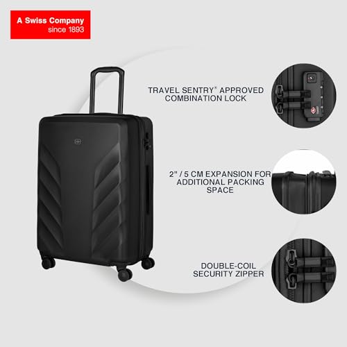 Image of WENGER, Motion, Medium Hardside Check-in Suitcase, 85 litres, Chic Black, 612705, Swiss Designed