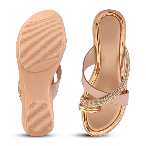 Image of Centrino Women's Wedge Heel Sandals | Stylish Slip-On Sandals for Ladies | Soft Cushioned Footbed for Comfort | Elegant & Trendy Design | Lightweight and Durable Fashion Footwear (9410)