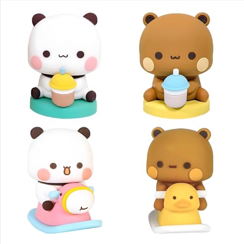 LUHOCIY 4 Piezas Bubu y Dudu Figuras, Bubu Dudu Figura de Oso Panda, Decoración de Oso Panda para Coche, se Puede Utilizar como un Pequeño Adorno de Escritorio para la Decoración de la Habitación
