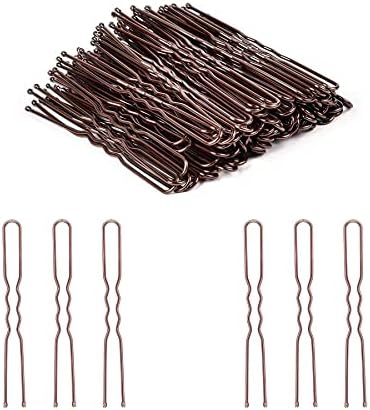 YACHIO 200PCS 2.4 Inche U Shaped Hair Pins for Buns Ballet Bun Hair Pins Hairdressing Salon For Women Girls and With Clear Storage Box (Brown)