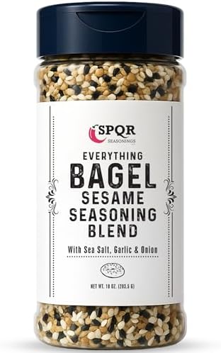 Everything Bagel Seasoning Blend Original XL 10 Ounce Jar. Delicious Blend of Sea Salt and Spices Dried Minced Garlic & Onion Flakes. Bagel Allspice.