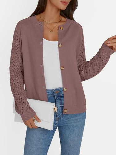 LILLUSORY Womens Hollowed-Out Crochet Cardigan Sweaters Soft Knit Lightweight Slightly Cropped Sweater2