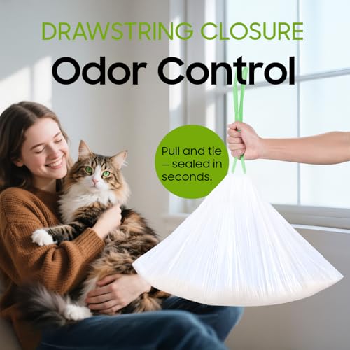 30 Count Cat Litter Box Liners, Drawstring Large/Jumbo Cat Litter Liner Bags For Litter Box, Heavy Duty Pre-Separated 36\" x 16\"
