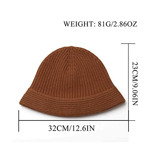 Aksod Wool Knit Buket Hat Brown Soft Warm Fisherman Beanie Cap Slouchy Winter Crochet Knitted Skull Hat For Women (Brown) #TOP4