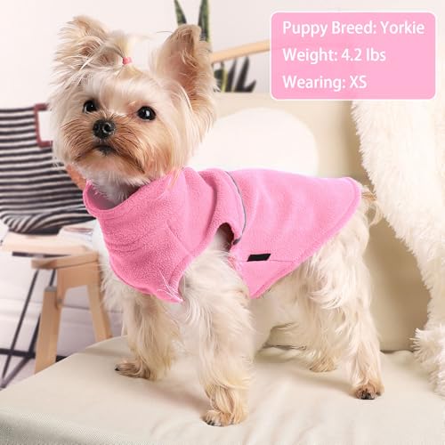 Image of Dog Clothes for Small Dogs Fleece Vest Dog Sweater Boy Girl, Warm Pullover Fleece Doggie Jacket, Winter Pet Ourfit Chihuahua Sweater - Yorkie Clothes (Pink, Small)