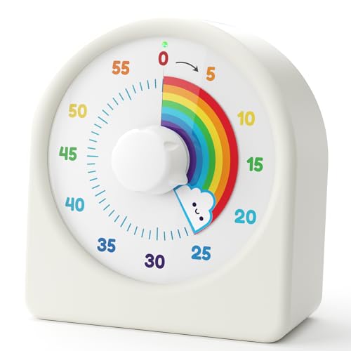 LIORQUE Visueller Timer 60 Minuten Countdown Timer für Kinder und Erwachsene Leiser Kurzzeitmesser mit Silikongehäuse Pausenfunktion wiederaufladbarem Akku für Küche Schule Büro