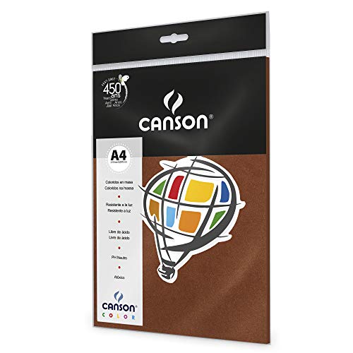 CANSON Color Papel Colorido A4 180g/m² Pacote de 10 Folhas, Marrom (Chocolate), 210 x 297 mm