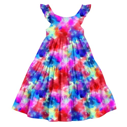 Image of Vieille Toddler Girls Summer Dress Ruffle Casual Beach Sundress 2-8 Years