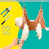 WSCXSC Dog Grooming Kit, Dog Grooming Supplies, Dog Grooming Hammock, Dog Grooming Harness, Dog Nail Clippers, Dog Nail Grinder, Hooks, Dog Hammock Kit for Nail Trimming/Hair Trimming(Coffee, S)