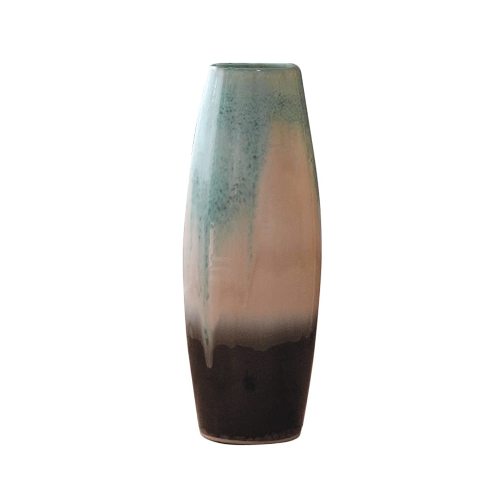 asdchZen Modern And Simple Floor-To-Ceiling Large Vase Porch Decoration Dried Flower Vase Three-Color Glaze Kiln Variable Flower Arrangement Vase Tv Cabinet Decoration