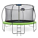 14ft Pumpkin Trampoline with Basketball Hoop & Inner Enclosure - Safe, Durable,Family Fun - Heavy Duty Galvanized Springs - Waterproof Padding - Stable Base - Outdoor Backyard Style -  Campior
