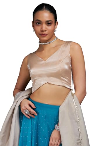 Image of Soch Womens V-Neck Tissue Princess Line Padded Sleeveless Blouse