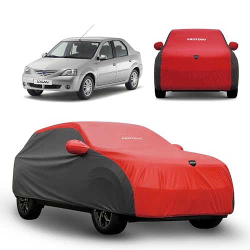 Image of PROTEGO Prime Series India's 1st Anti-Tear Car Cover for Mahindra Logan | Heavy-Duty, Custom Fit, All Weather Protection | 100% Waterproof, Windproof & Hail Resistant | 2-Year Warranty | Red + Black