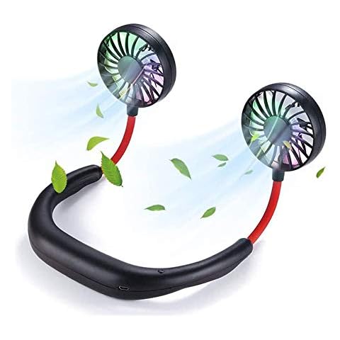 VIDEN Portable Personal Fan, Handsfree Mini USB Neck Fan Rechargeable Wearable Neckband Fan Desk Fan with Dual Wind Head 3 Speeds LED Light Aromatherapy for Sport, Office, Home, Outdoor, Travel Cover